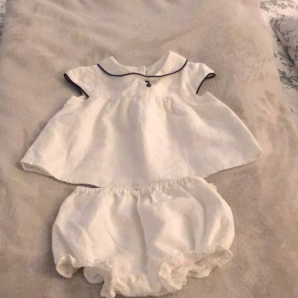 Janie and Jack White Linen Blouse and Matching Bloomers